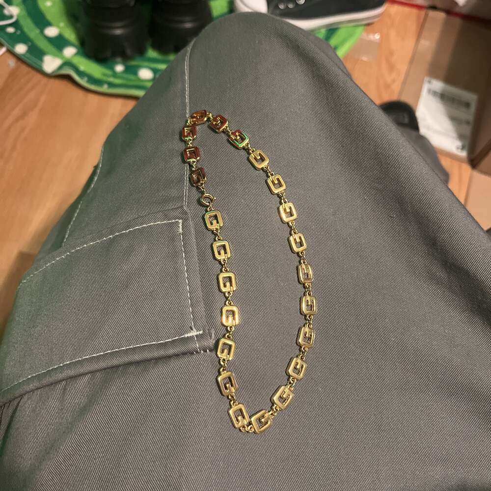 Givenchy Vintage G Link Gold Collar Choker Necklace